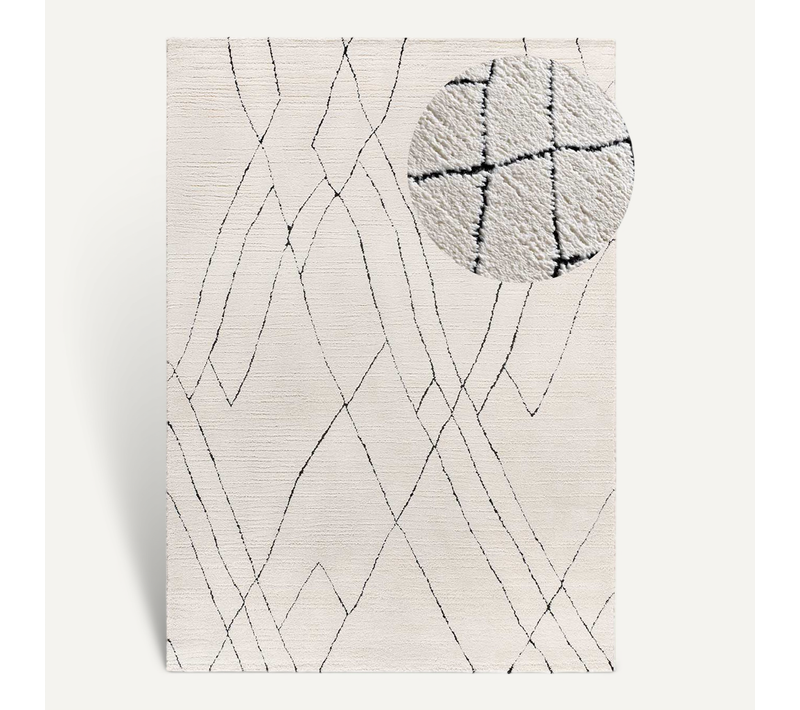 Tapis Berbère à Relief Turin 2379 Blanc/noir 80x150 Cm