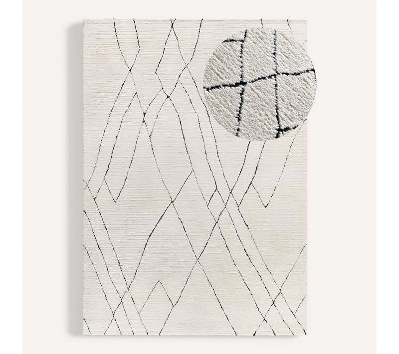 Tapis Berbère À Relief Turin 2379 Blanc/noir 160x230 Cm