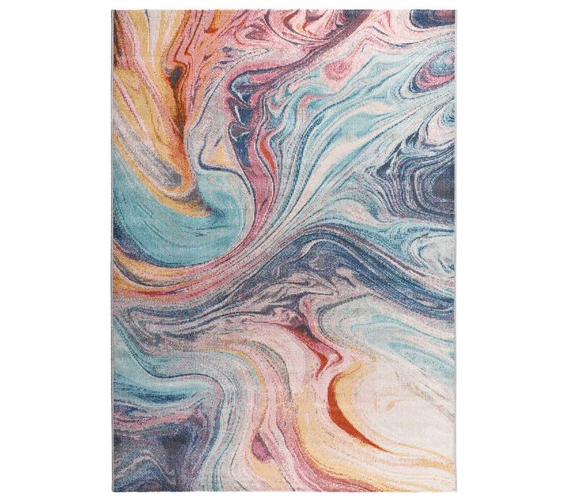 Tapis Extérieur Abstrait Samara 54572 Bleu/rose/rouille 160x230 Cm