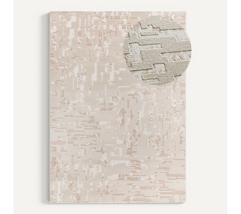 Tapis Moderne à Relief Baresa 12946 Beige 133x190 Cm