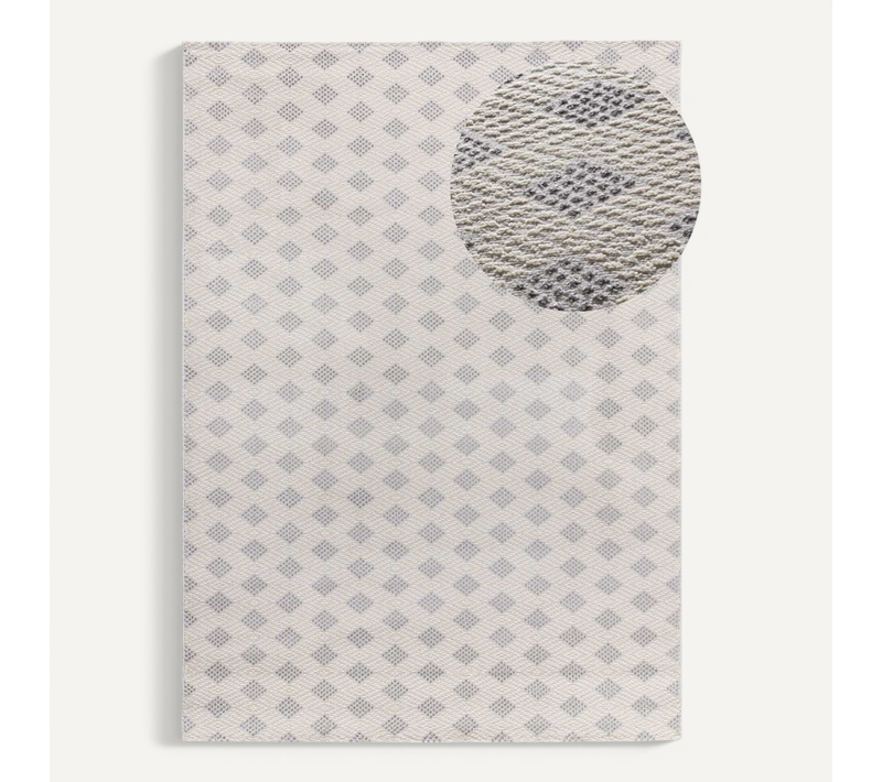 Tapis Géométrique à Relief Baresa 12951 Gris Clair 80x150 Cm