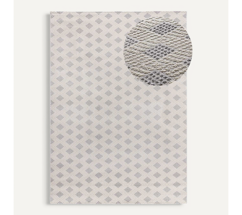 Tapis Géométrique à Relief Baresa 12951 Gris Clair 133x190 Cm