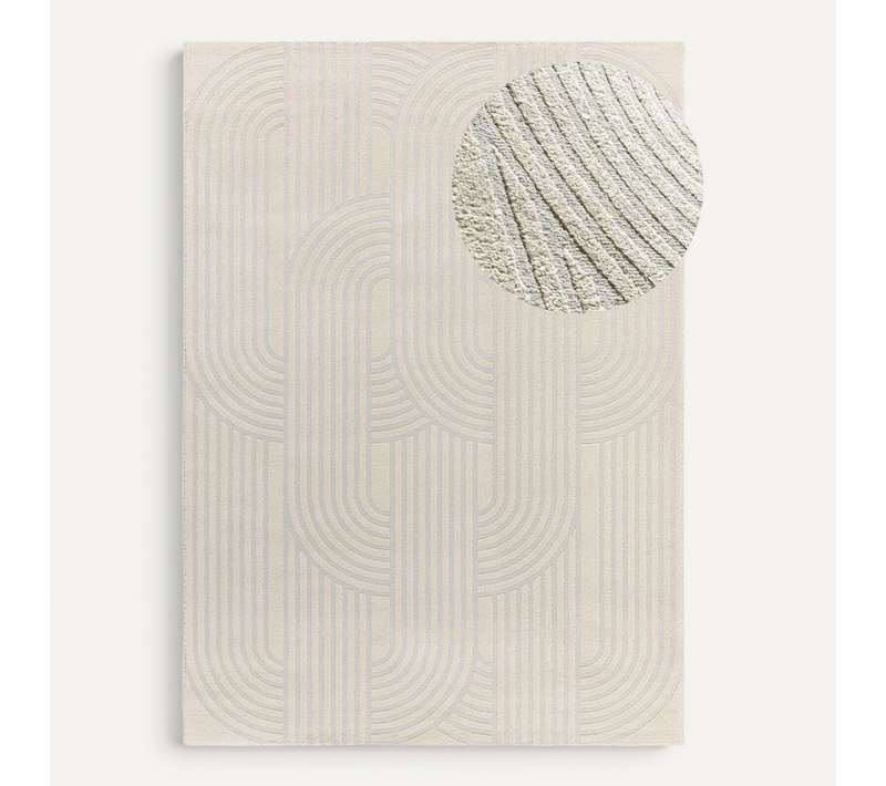 Tapis Géométrique À Relief Baresa 12963 Crème/gris Clair 133x190 Cm