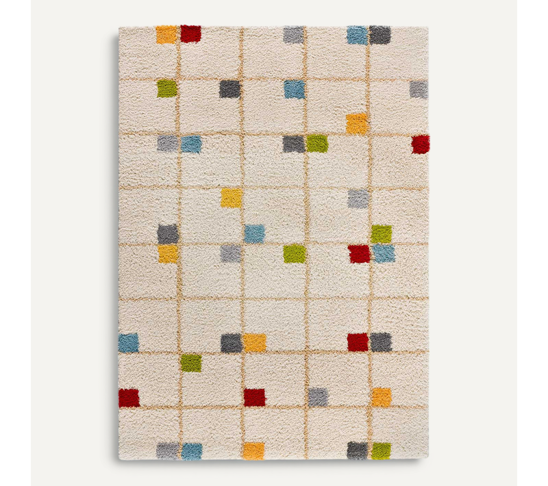 Tapis Shaggy Géométrique Bremen 8820 Crème/multicolore 133x190 Cm