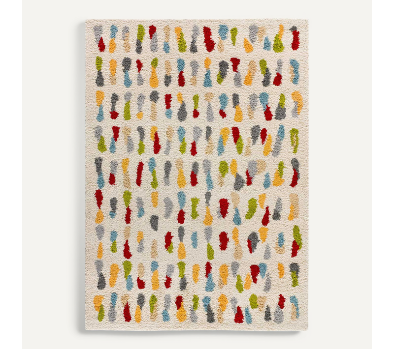 Tapis Shaggy Géométrique Bremen 8822 Crème/multicolore 133x190 Cm