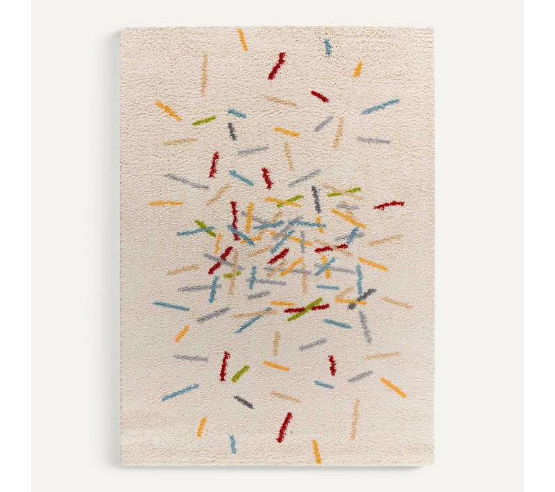 Tapis Shaggy Géométrique Bremen 8825 Crème/multicolore 133x190 Cm