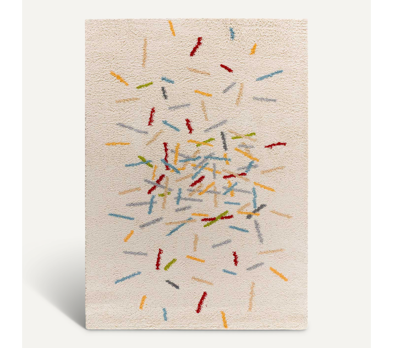 Tapis Shaggy Géométrique Bremen 8825 Crème/multicolore 160x230 Cm
