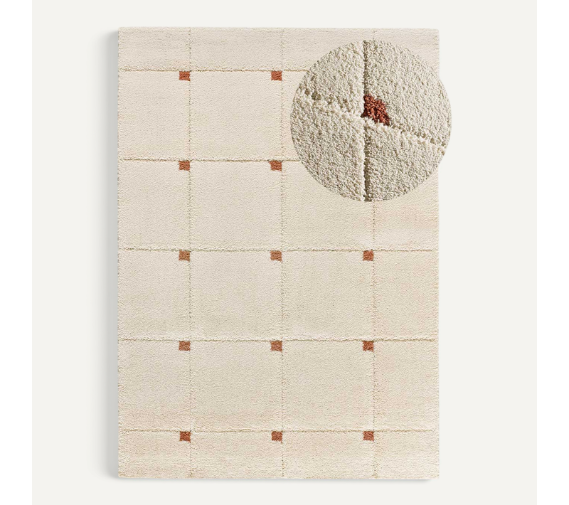 Tapis À Póils Longs À Relief Brenda 8830 Beige/rouille 60x120 Cm