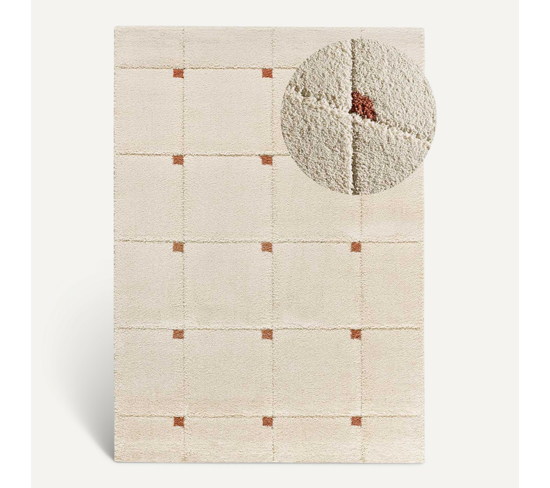Tapis À Póils Longs À Relief Brenda 8830 Beige/rouille 80x150 Cm