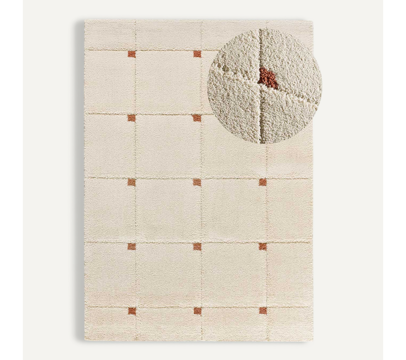 Tapis À Póils Longs À Relief Brenda 8830 Beige/rouille 160x230 Cm