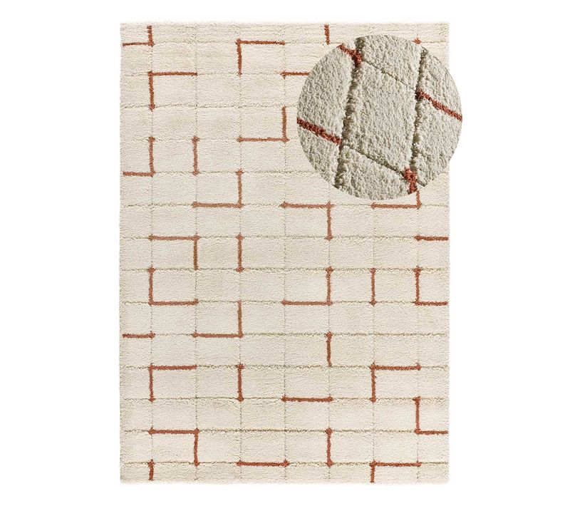 Tapis à Póils Longs à Relief Brenda 8834 Beige/rouille 60x120 Cm