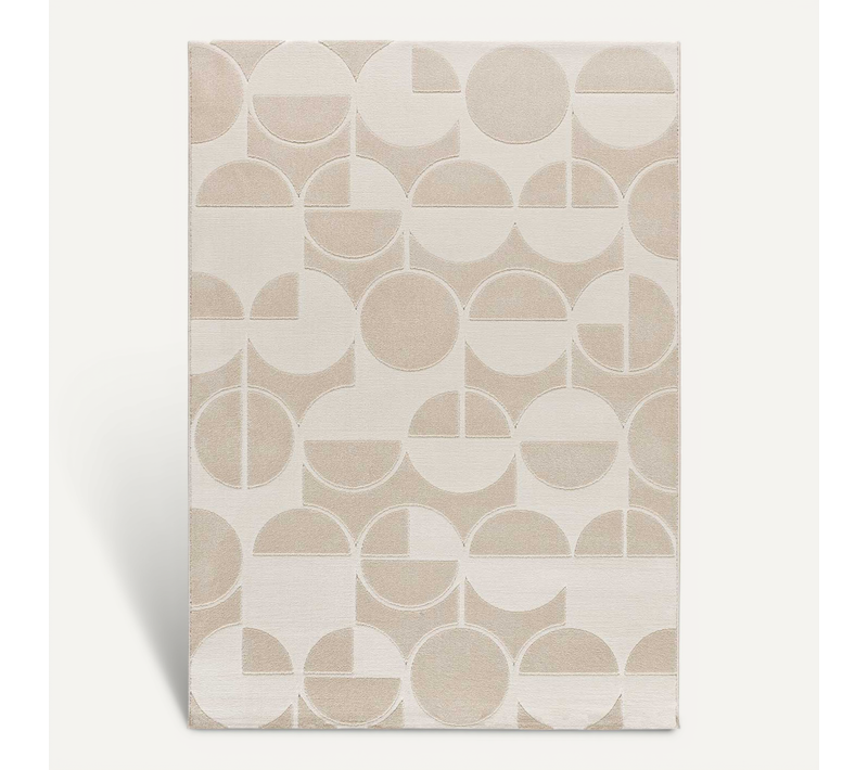 Tapis Géométrique à Relief Flora 12844 Blanc/beige 80x150 Cm