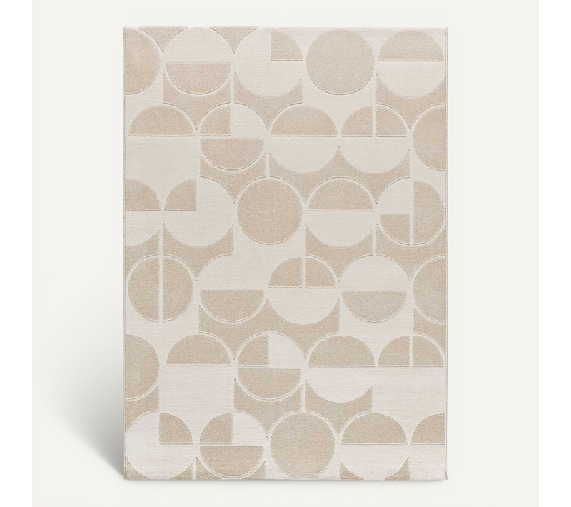 Tapis Géométrique À Relief Flora 12844 Blanc/beige 133x190 Cm
