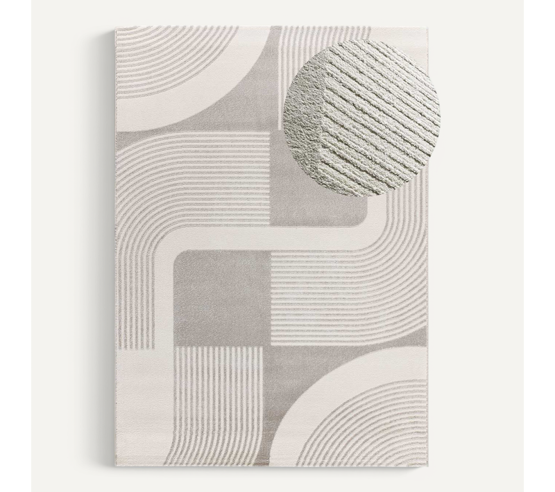 Tapis Géométrique À Relief Flora 12960 Blanc/gris 80x150 Cm