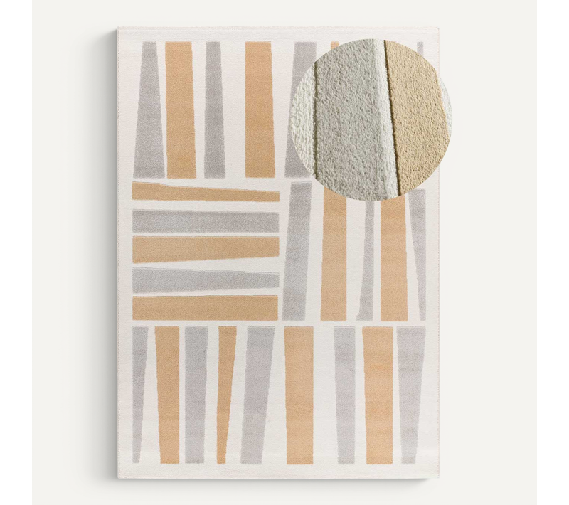Tapis Géométrique À Relief Flora 12967 Blanc/beige/gris 133x190 Cm