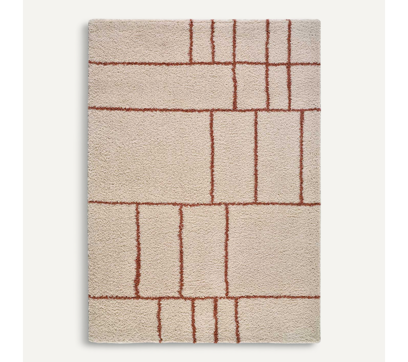 Tapis Shaggy Helia 8815 Beige/rouille 60x120 Cm
