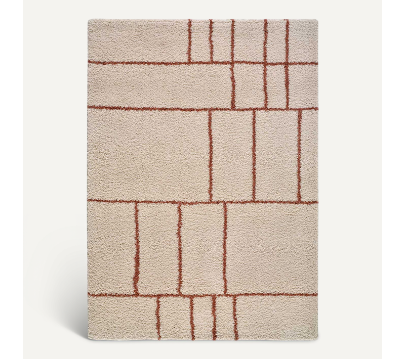 Tapis Shaggy Helia 8815 Beige/rouille 133x190 Cm