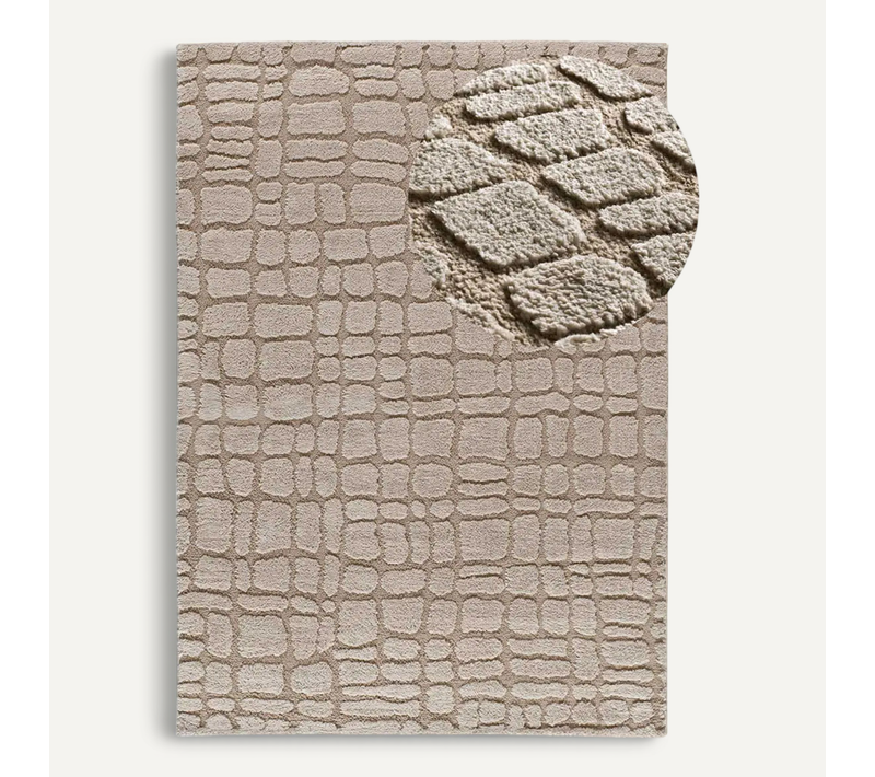 Tapis Scandinave À Relief Juno 13 Taupe 126x190 Cm