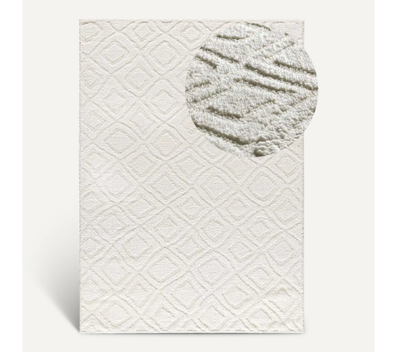 Tapis Scandinave À Relief Juno 111 Blanc 152x235 Cm