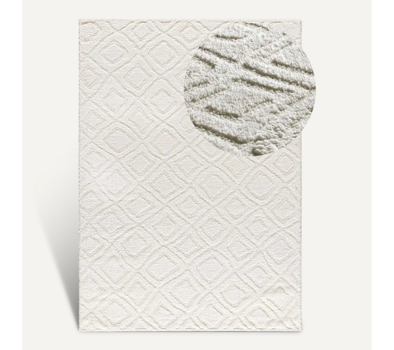 Tapis Scandinave à Relief Juno 111 Blanc 190x285 Cm