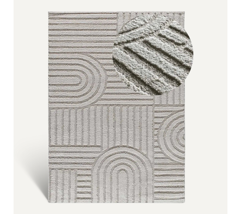 Tapis Géométrique à Relief Juno 54406 Gris 152x235 Cm