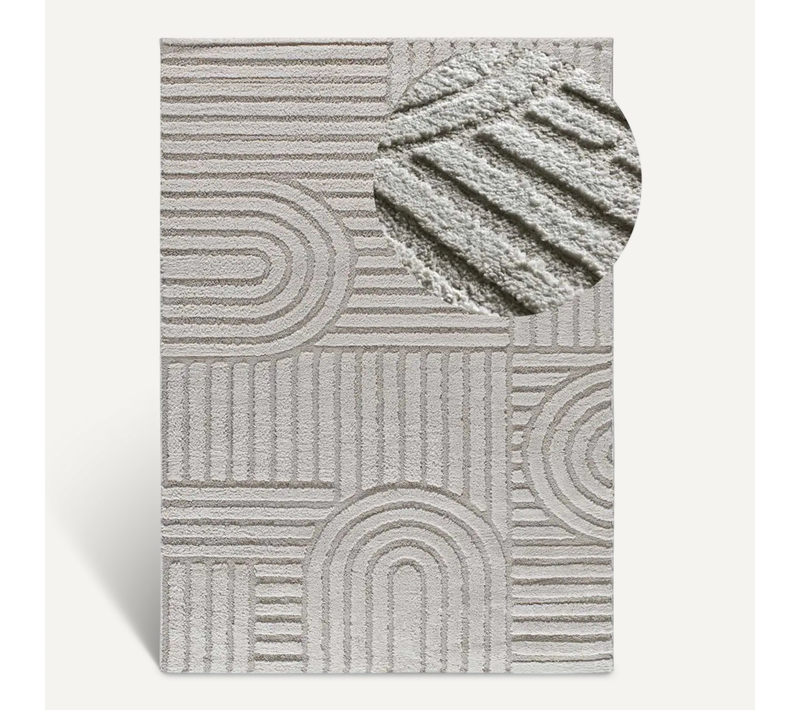 Tapis Géométrique à Relief Juno 54406 Gris 190x285 Cm