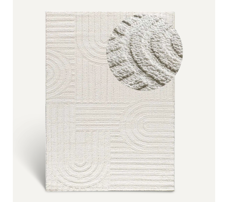 Tapis Géométrique À Relief Juno 54406 Blanc 126x190 Cm