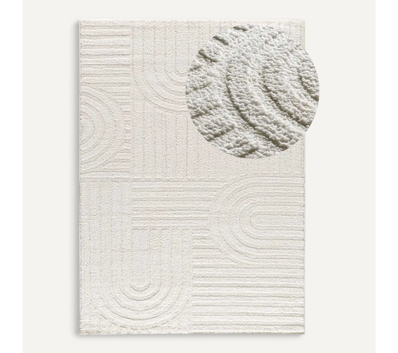 Tapis Géométrique à Relief Juno 54406 Blanc 152x235 Cm