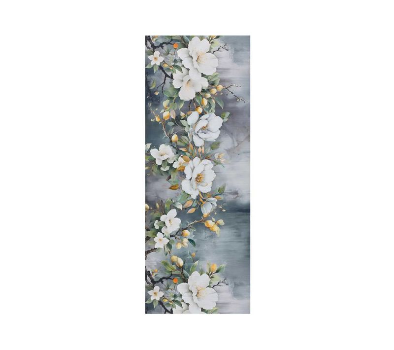 Tapis De Cuisine Fleurs Ricci Sara Gris//blanc 52x100 Cm