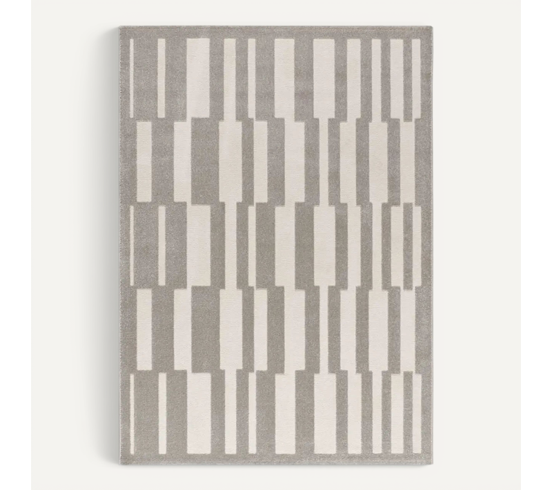 Tapis Géométrique à Relief Baresa 12940 Gris/blanc 200x290 Cm