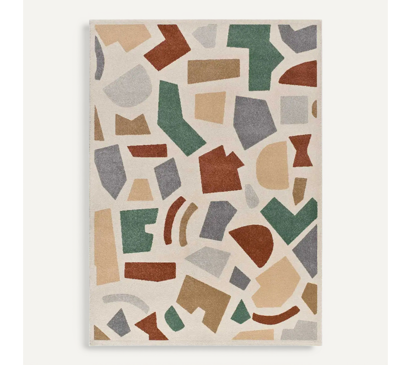 Tapis Géométrique Beruti 12926 Beige/cuivre/vert 80x150 Cm