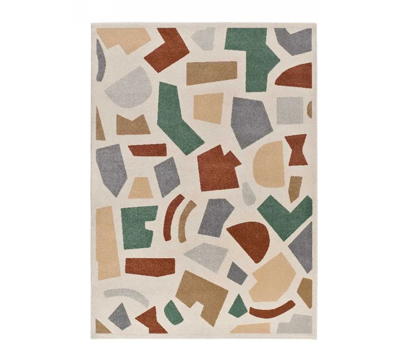 Tapis Géométrique Beruti 12926 Beige/cuivre/vert 200x290 Cm