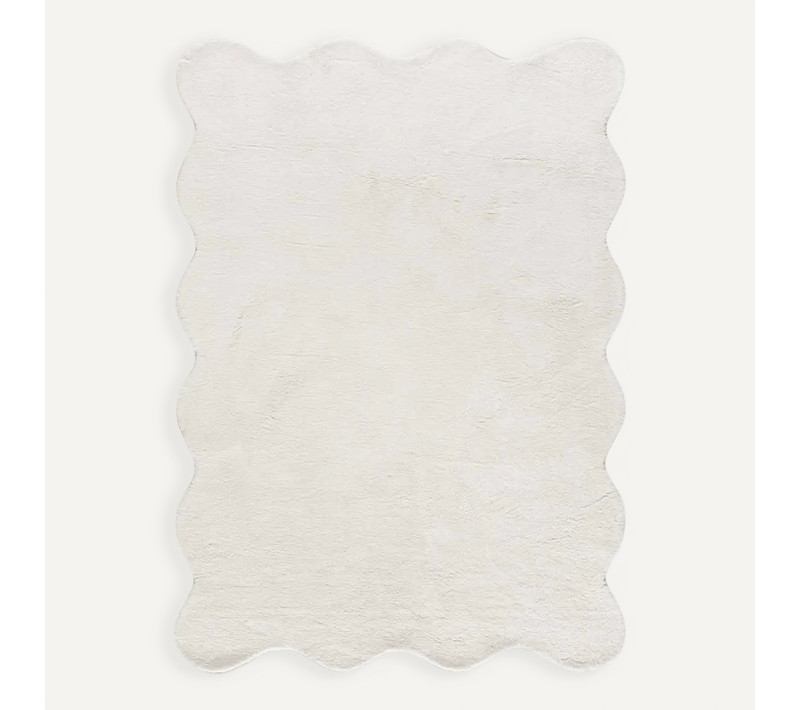 Tapis Lavable Uni À Bordure Ondulée Mellow Liso Blanc 160x230 Cm