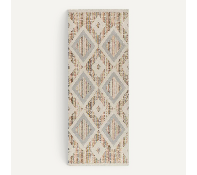 Tapis Géométrique Siroco 16804 Multicolore / Beige 80x200 Cm