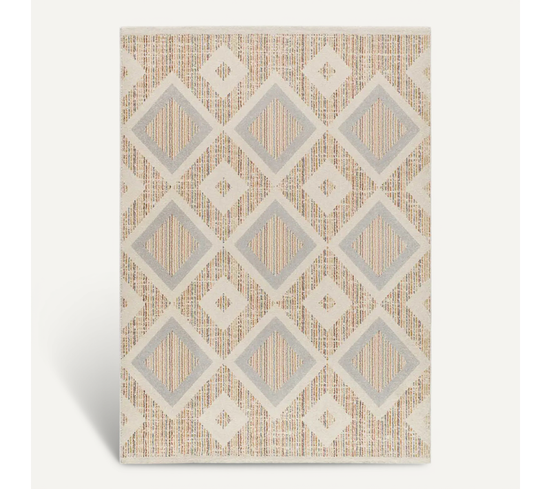 Tapis Géométrique Siroco 16804 Multicolore / Beige 160x230 Cm