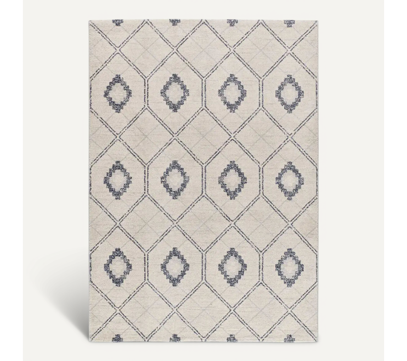 Tapis Géométrique Siroco 16806 Bleu / Crème 160x230 Cm
