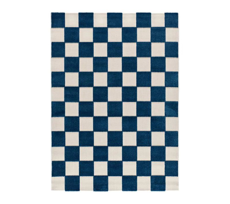 Tapis Extérieur Géométrique à Relief Cuadros 23515 Bleu/blanc 160x230 Cm