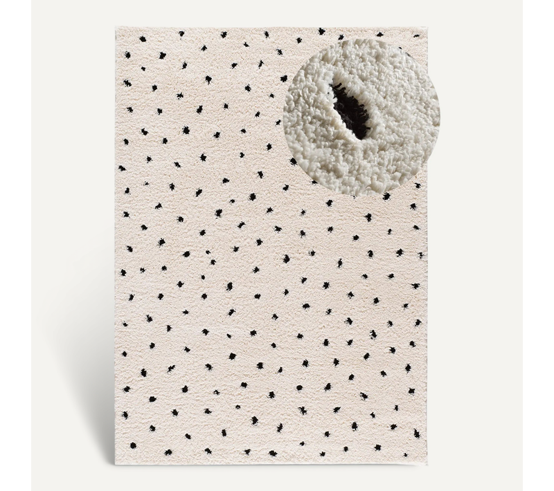 Tapis Shaggy Scandinave Atesa 80406 Blanc/noir 120x170 Cm