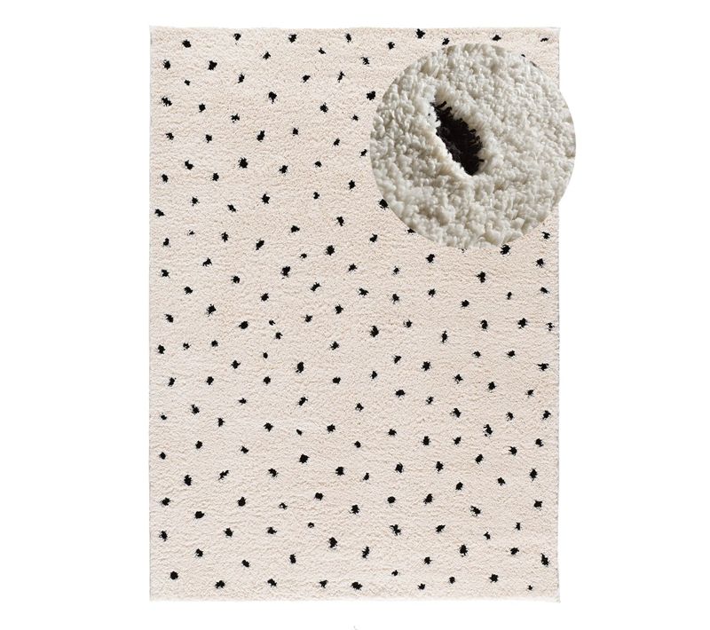 Tapis Shaggy Scandinave Atesa 80406 Blanc/noir 200x290 Cm