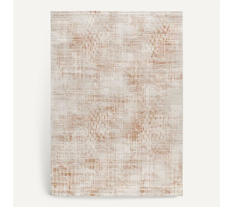 Tapis Géométrique Á Relief Keops 4448 Beige/rouille 134x200 Cm