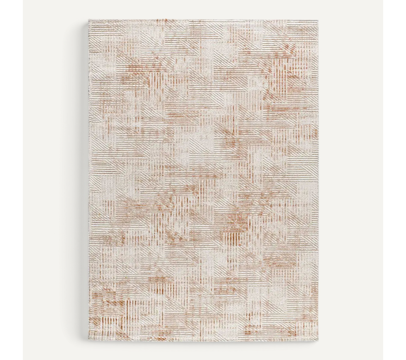 Tapis Géométrique Á Relief Keops 4448 Beige/rouille 192x290 Cm