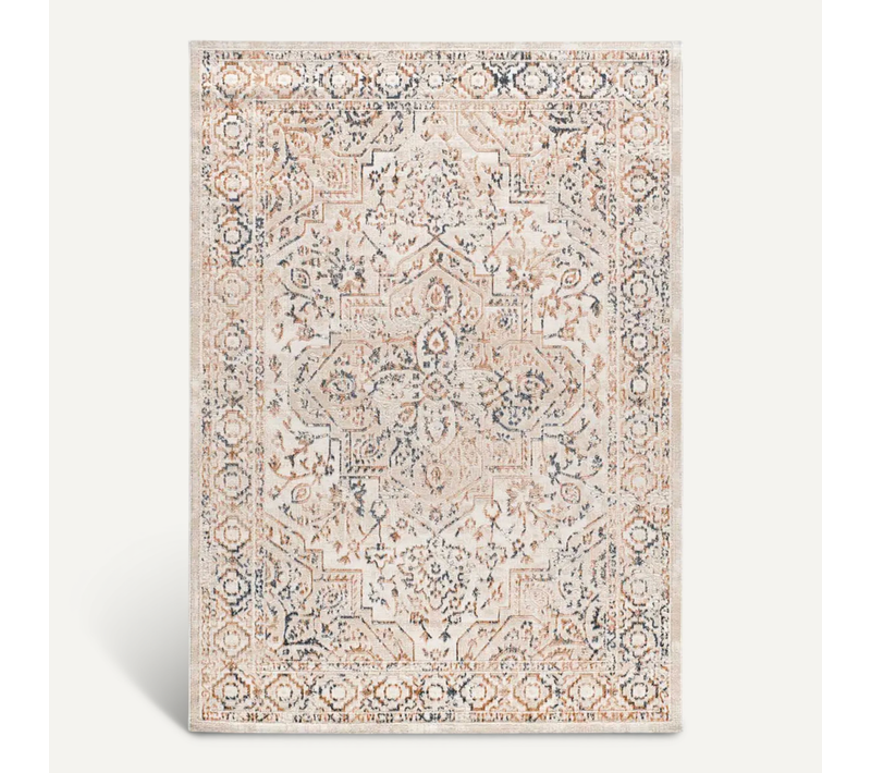 Tapis Vintage Á Relief Keops 4463 Beige /rouille/bleu 134x200 Cm