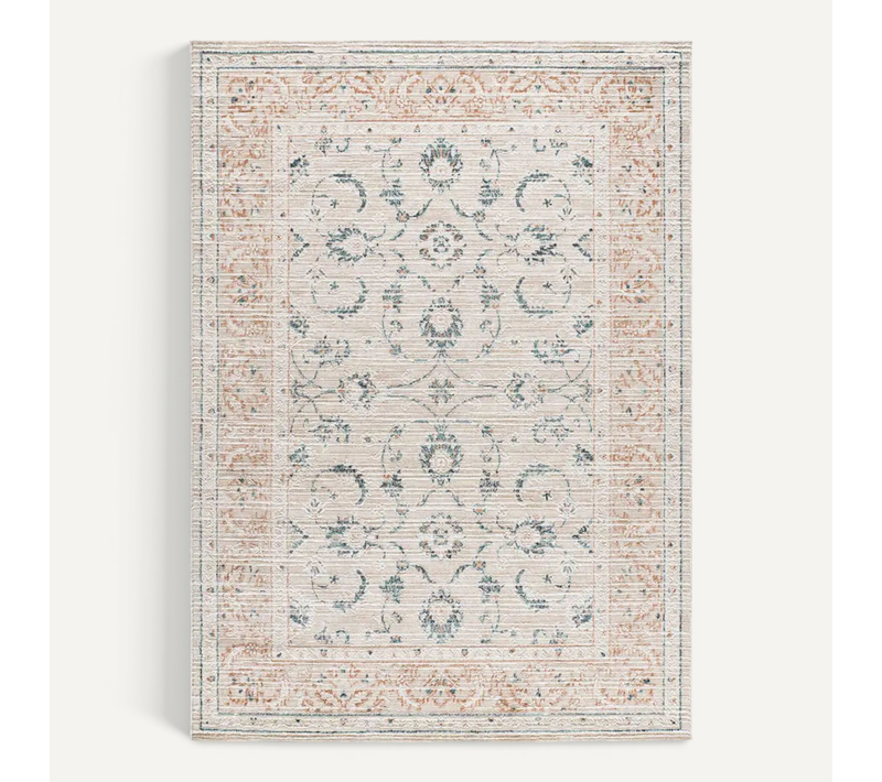 Tapis Vintage Á Relief Keops 5827 Beige /rouille/bleu 134x200 Cm