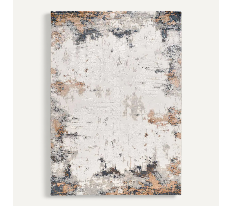 Tapis Abstrait Á Relief Keops 6418 Beige/rouille/bleu 77x150 Cm