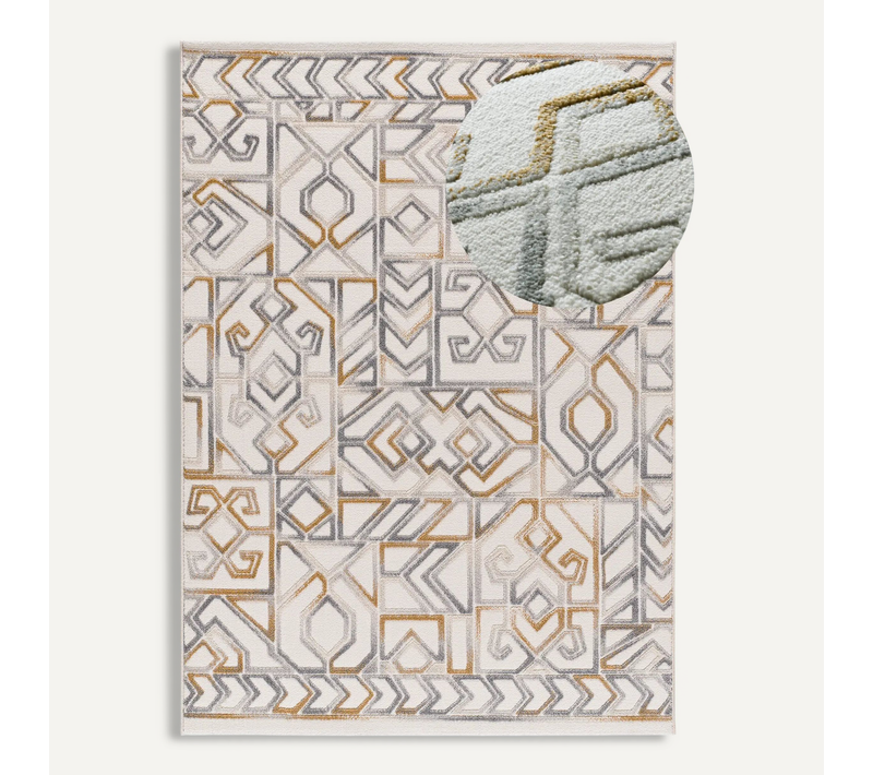 Tapis Ethnique À Relief Amara 12989 Crème/multicolore 200x290 Cm