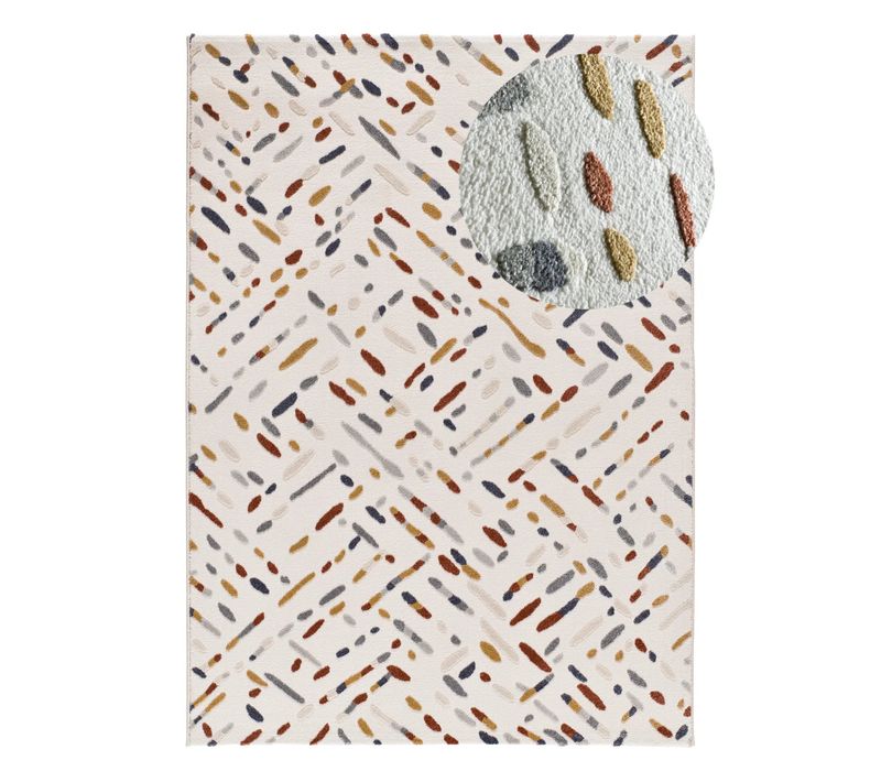 Tapis Géométrique à Relief Amara 12991 Crème/multicolore 200x290 Cm