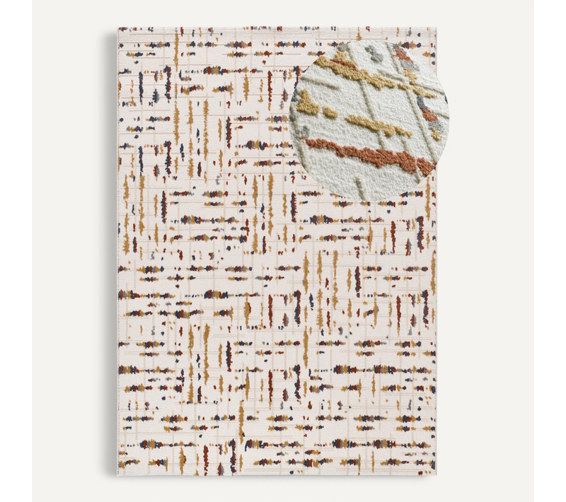 Tapis Géométrique À Relief Amara 12992 Crème/multicolore 133x190 Cm