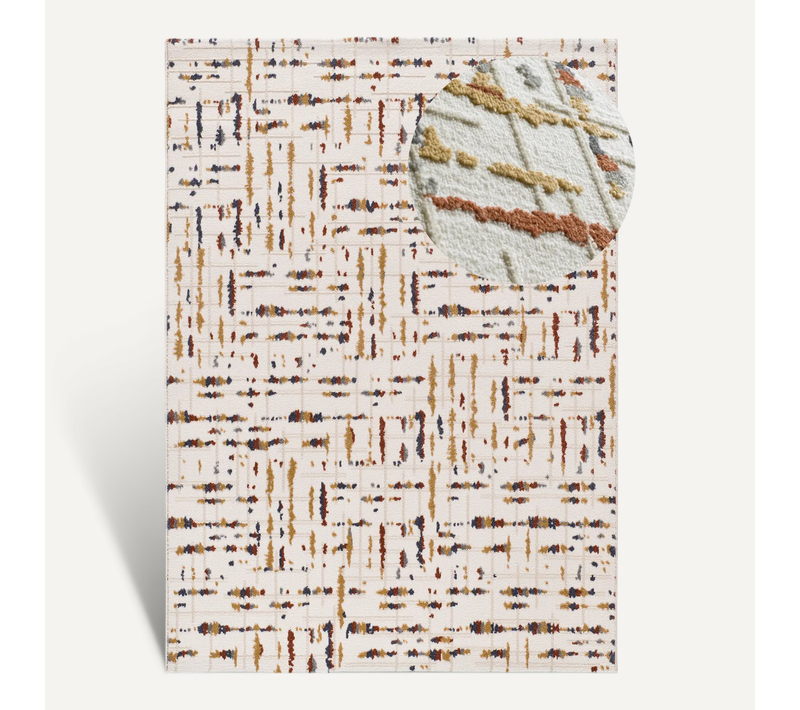 Tapis Géométrique à Relief Amara 12992 Crème/multicolore 160x230 Cm