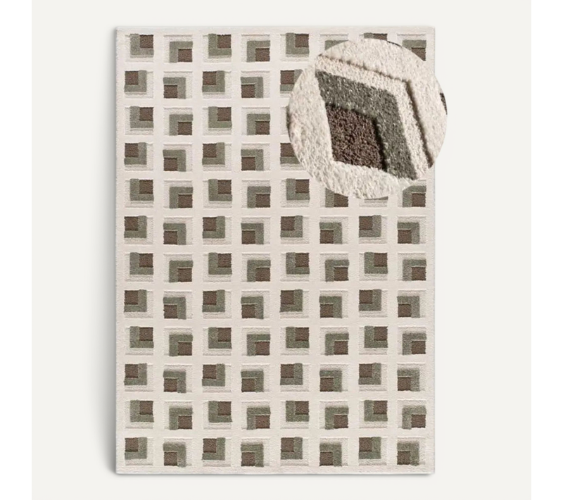 Tapis Géométrique à Relief Candela 2450 Marron/blanc 80x150 Cm