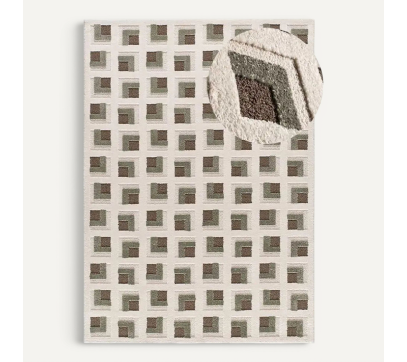 Tapis Géométrique à Relief Candela 2450 Marron/blanc 120x170 Cm